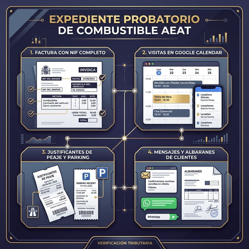 Expediente probatorio de combustible ante inspección de la AEAT